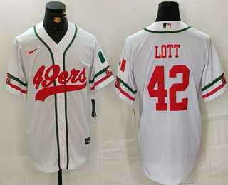 Mens San Francisco 49ers #42 Ronnie Lott White Mexico Cool Base Stitched Baseball Jersey->san francisco 49ers->NFL Jersey
